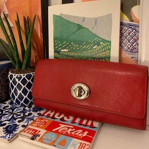Red Coach leather wallet